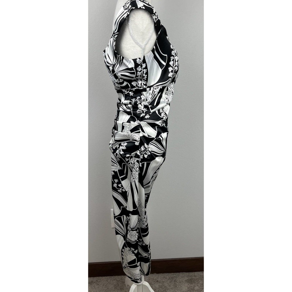 London Times Women's Black & White Midi Length Bodycon Cocktail Dress Size 10 - Picture 2 of 9